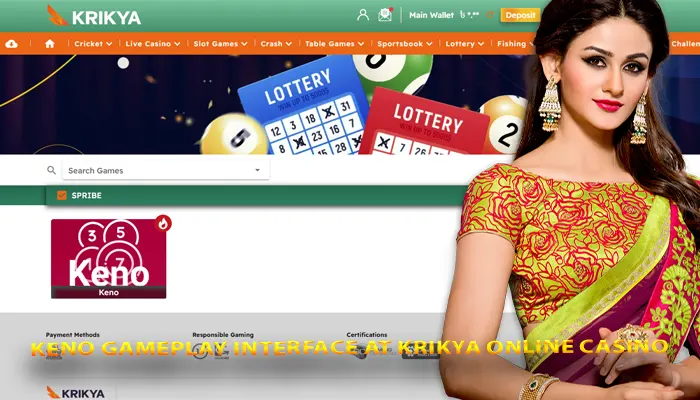Keno gameplay interface at Krikya online casino