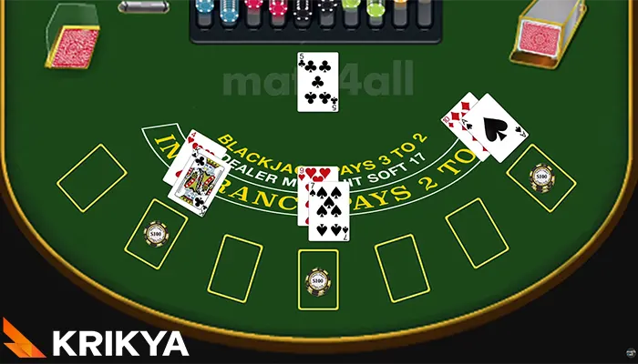 Online blackjack table at Krikya Casino with live dealer for Bangladeshi players