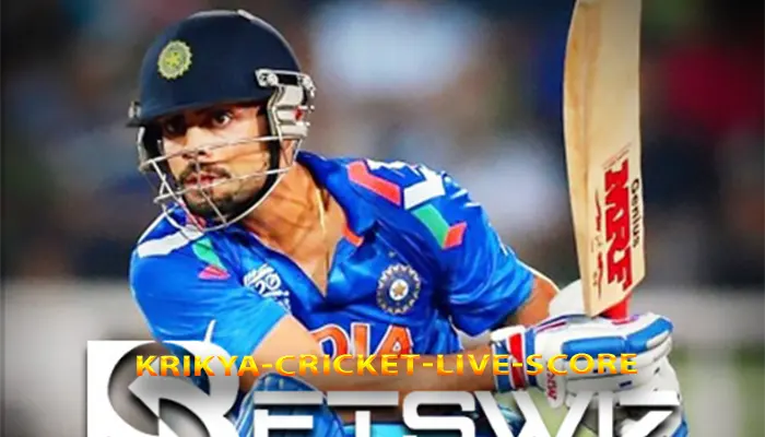 Live cricket score interface on Krikya Casino with real-time updates