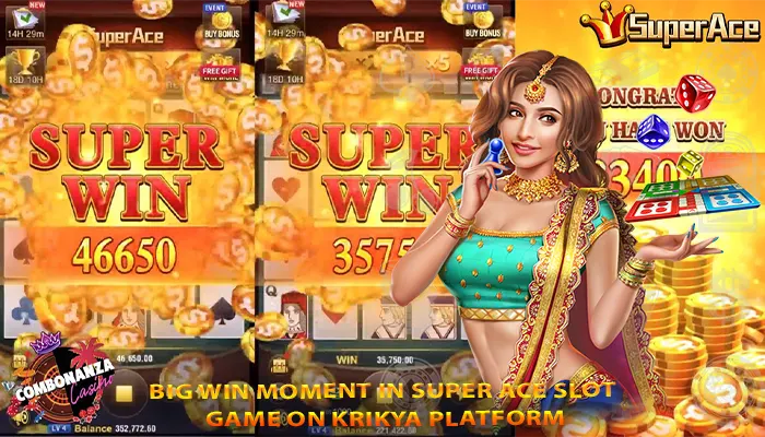 Big win moment in Super Ace slot game on Krikya platform